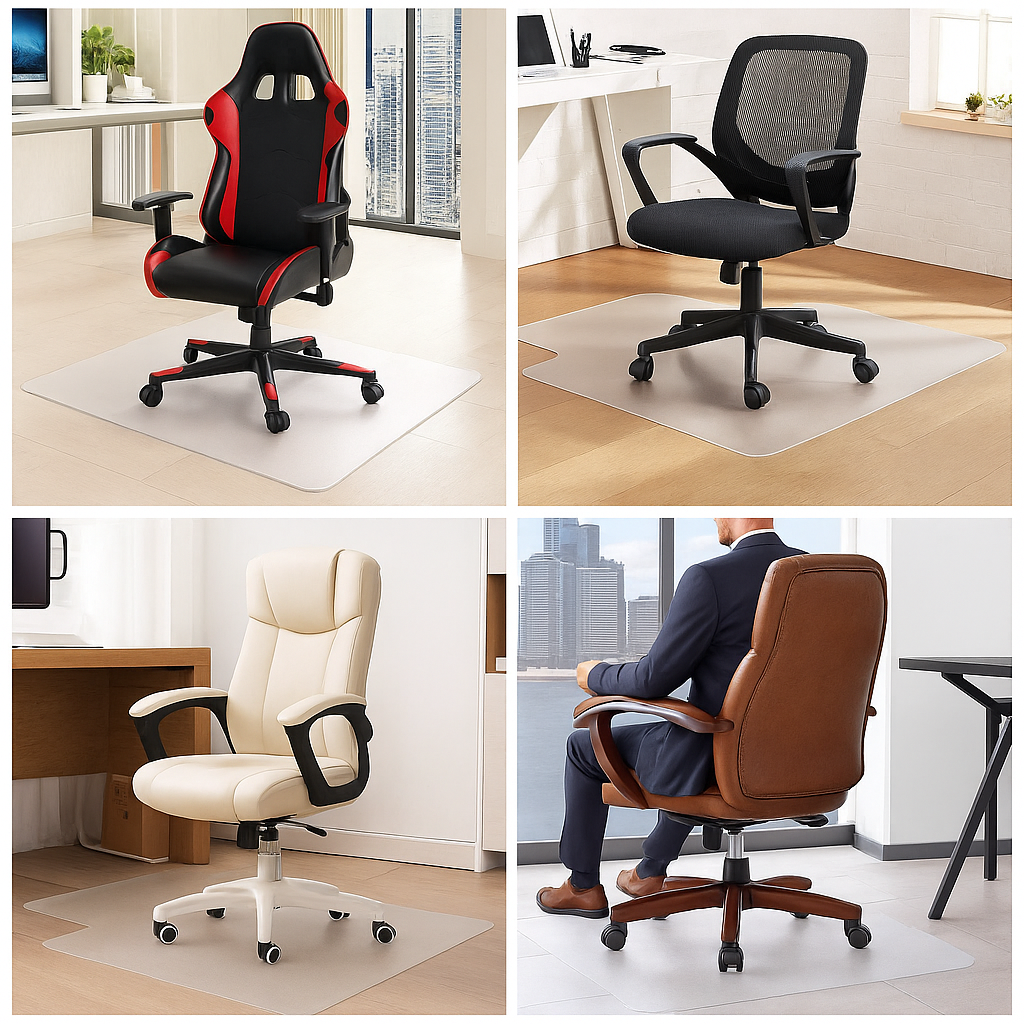 Office Chair Floor Mat Protector- Gripper (Carpet) & Flat (Hard Floor)-NEW