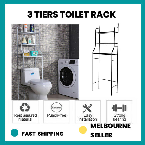 3 Tiers Toilet Shelf Bathroom Rack Over Laundry Washing Machine Storage Shelves