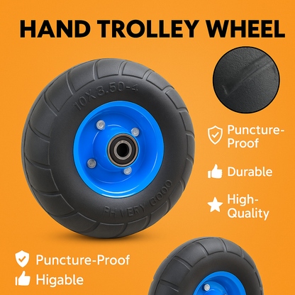 2PCS 10" Solid Hand Trolley Wheels Puncture Proof Heavy Duty-NEW