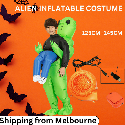Scary Halloween Green Alien InflatableCostume Blow Up Suits Party Dress  AU