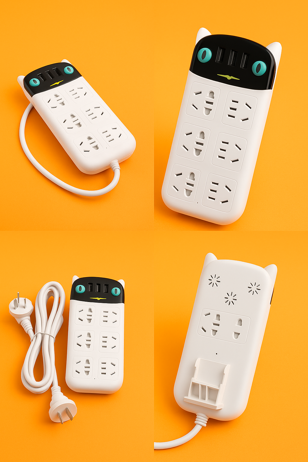 1.8M USB Charging Power Board – 6 Way Outlets + USB Ports-NEW