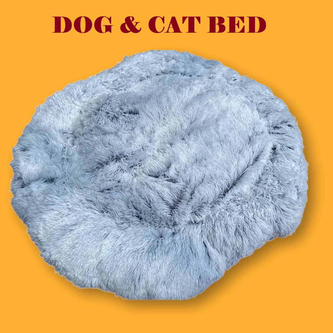 Pet Calming Donut Bed – Soft Plush Nest for Dogs & Cats (70cm)-New