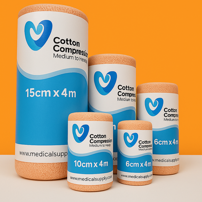 Cotton Compression Bandage Set (6cm–15cm x 4m) – 6PK Bandage- New