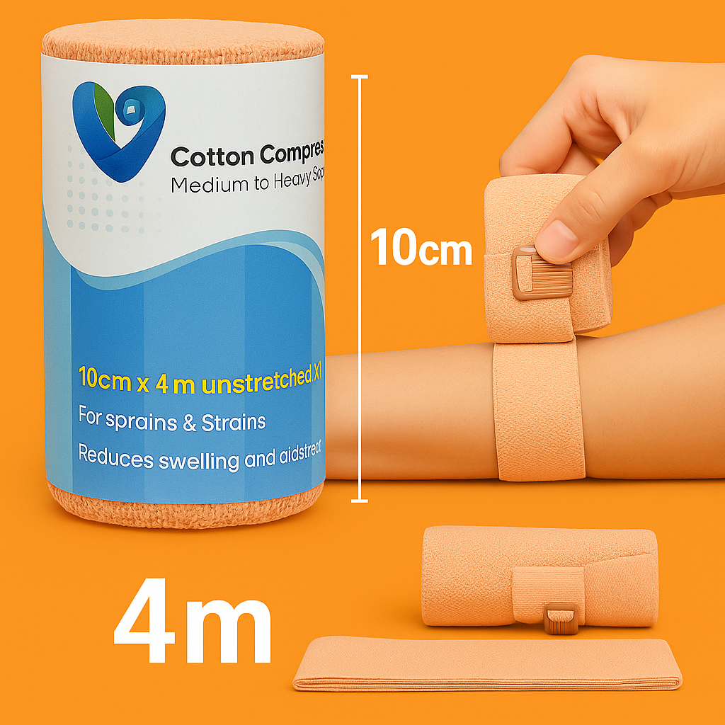 Cotton Compression Bandage Set (6cm–15cm x 4m) – 6PK Bandage- New