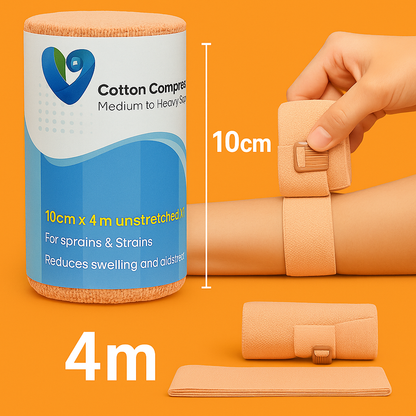 Cotton Compression Bandage Set (6cm–15cm x 4m) – 6PK Bandage- New