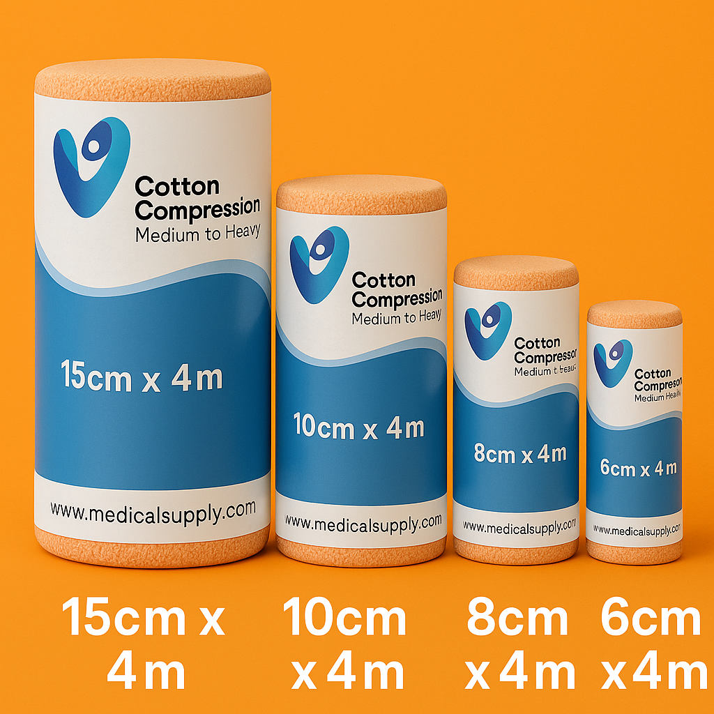 Cotton Compression Bandage Set (6cm–15cm x 4m) – 6PK Bandage- New