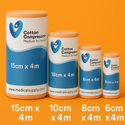 Cotton Compression Bandage Set (6cm–15cm x 4m) – 6PK Bandage- New
