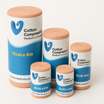 Cotton Compression Bandage Set (6cm–15cm x 4m) – 6PK Bandage- New