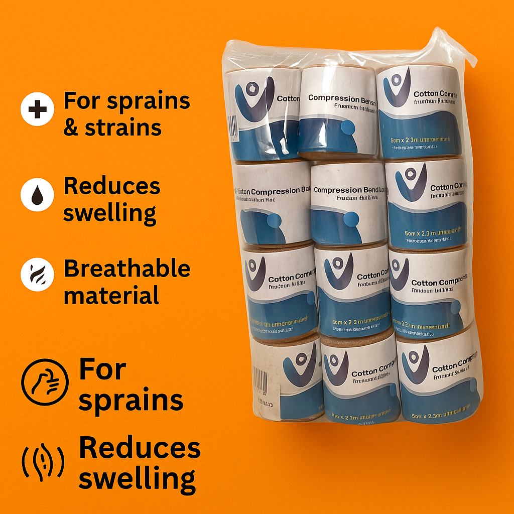6cm x 4M Heavy Elastic Compression Bandages 12 Pack for Strains & Sprains-NEW