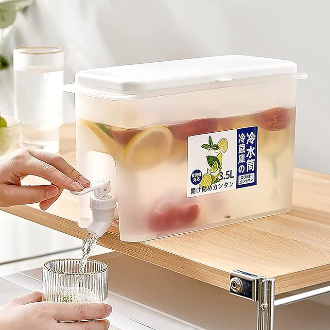 3.5L Beverage Dispenser Water Drink Bucket With Faucet Refrigerator Cold Kettle