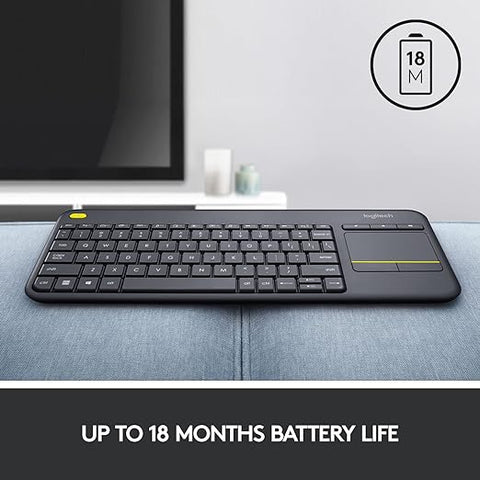 Logitech Wireless Touch K400 Plus Keyboard - Black