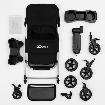 Pet Stroller Dog Cat Carrier – Foldable 4-Wheel Pushchair with Storage Basket -NEW