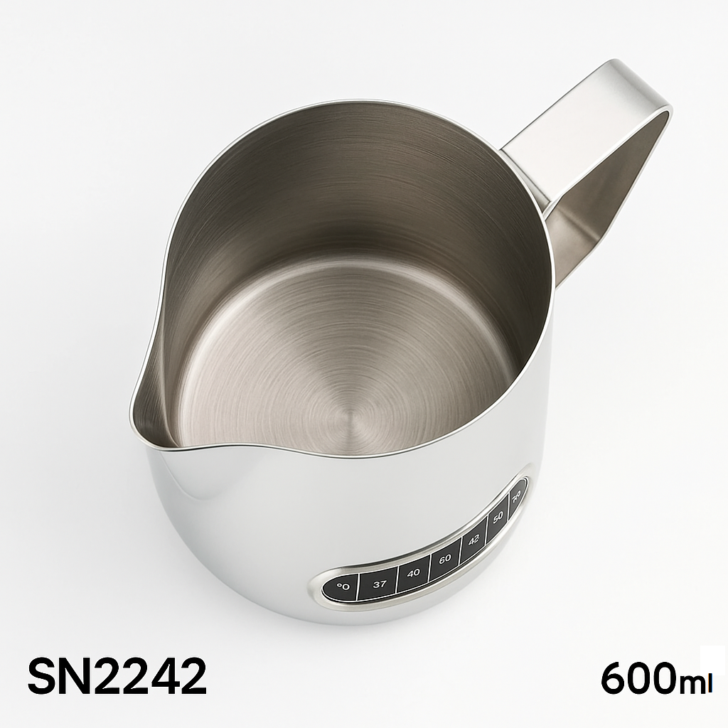600ml Milk Frothing Thermometer Jug – Stainless Steel Pitcher -NEW