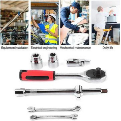 37x Combination Spanner Set Portable Impact Socket Set Socket Wrench Ratchet Set