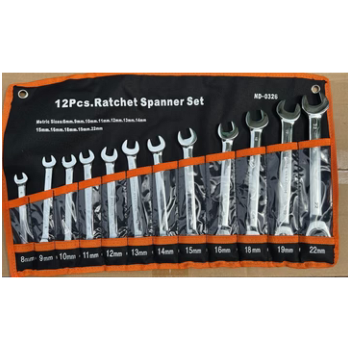 12Pc Ratchet Spanner Set Metric Open & Ring Wrenches 8-22mm CR-V + Rolling Bag