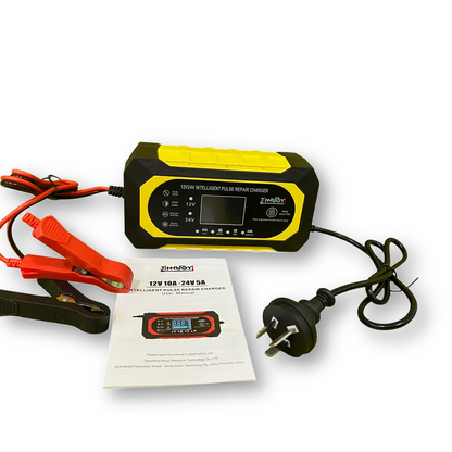 10A 12V/24V Smart Car Battery Charger with LCD Display – AU Plug-NEW