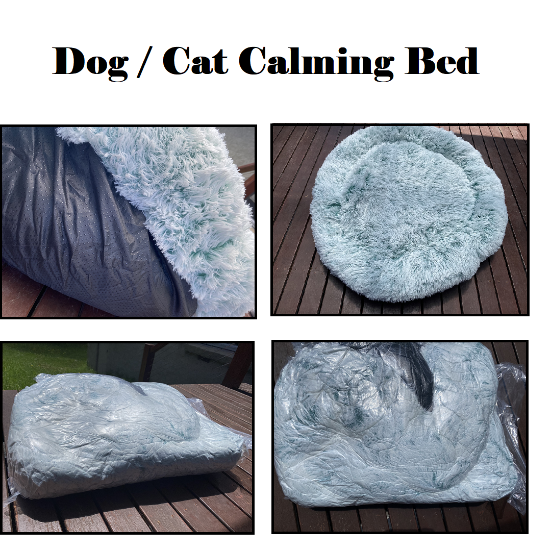 XXL Dog Calming Bed – Soft Plush Donut Pet Nest (120cm)-Green/Coffee- (NEW)