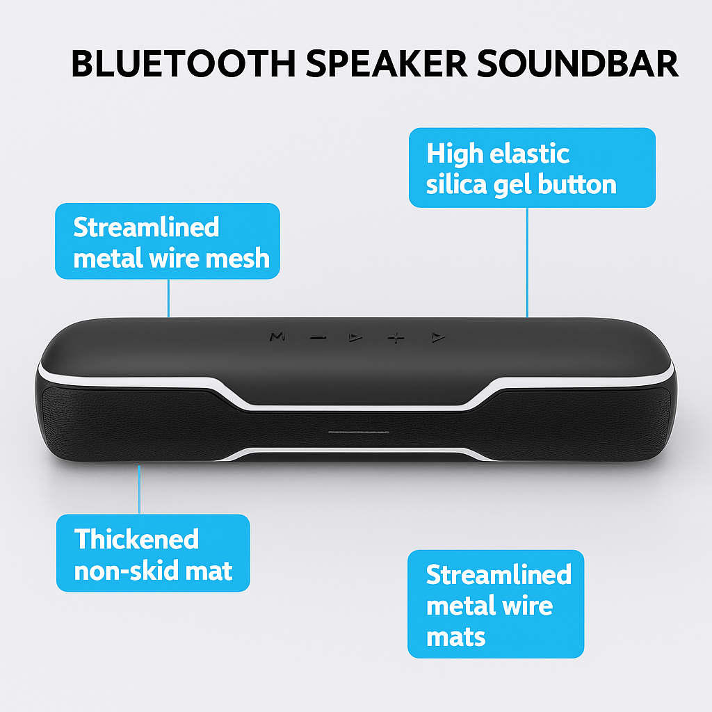 Bluetooth RGB Gaming Soundbar 20W Stereo Speaker with FM/TF/USB/AUX-NEW