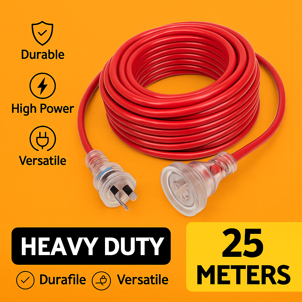 25M 15AMP Heavy Duty Power Extension Cable with 10AMP Plug-NEW