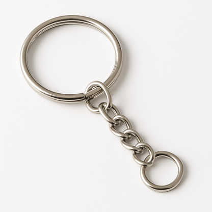 100 Pcs Bulk Split Metal Key Rings with Link Chains – Silver Alloy-NEW