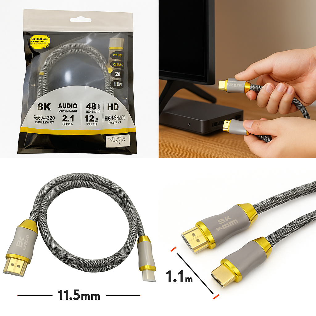 8K HDMI 2.1 Braided Cable-New