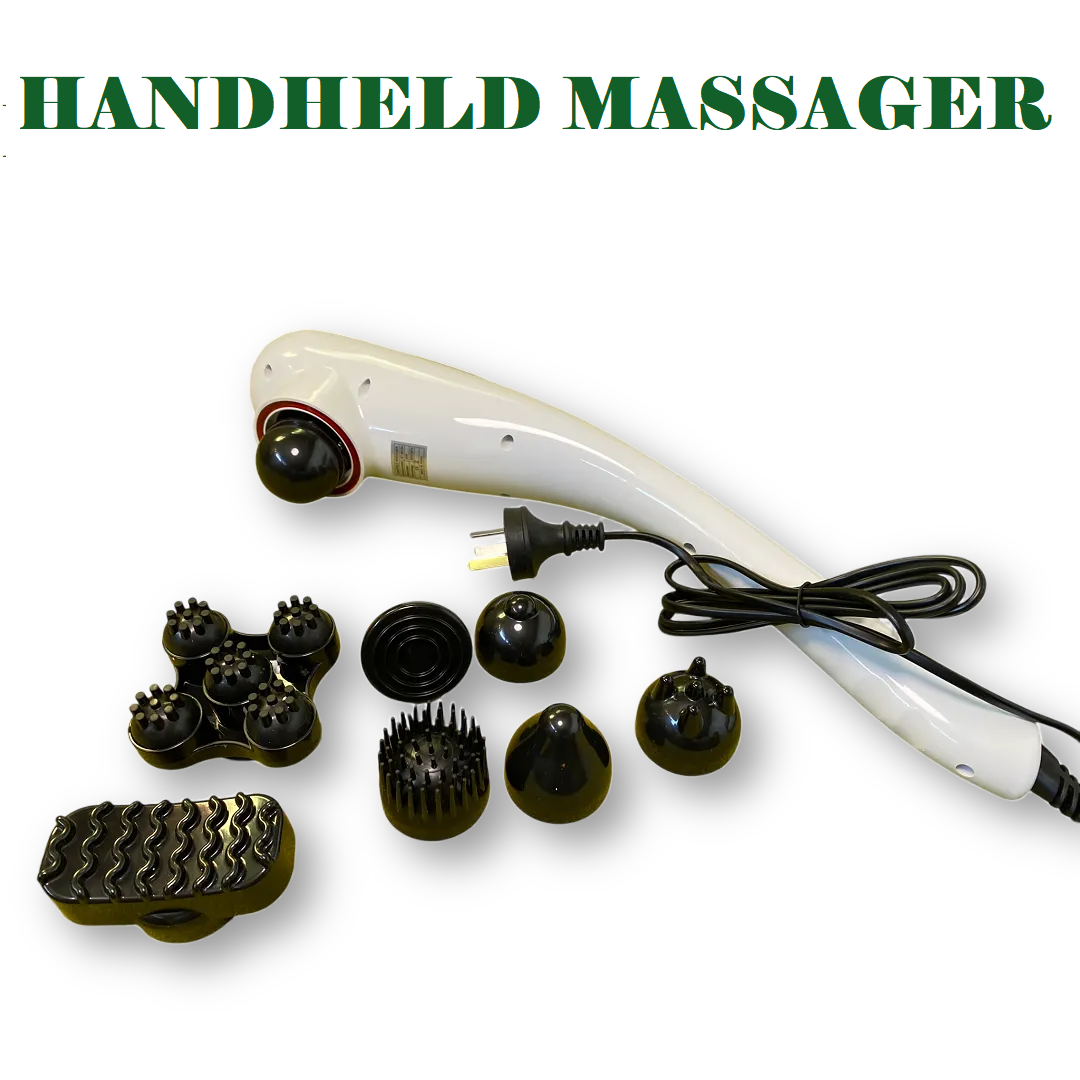Electric Handheld Massager with 8 Heads – Full Body Vibration Massager for Back, Neck, Legs & Feet-NEW
