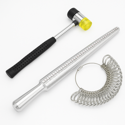 Ring Sizer Measuring Tool Kit – Mandrel, Jewelry Hammer & Ring Size Set-NEW