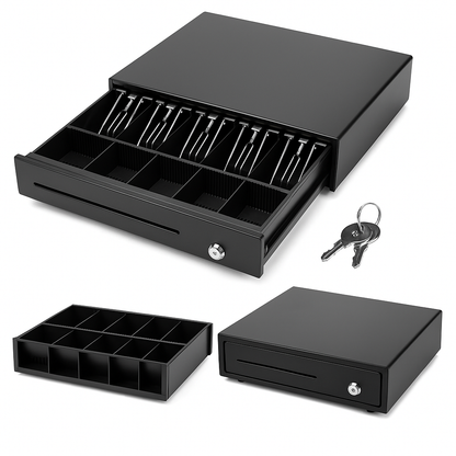Heavy Duty Cash Drawer POS Register – 5 Bills 5 Coins Tray with RJ11 Cable -New