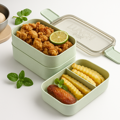 3-Layer Bento Lunch Box – 900ml Eco-Friendly Leakproof Food Container -NEW