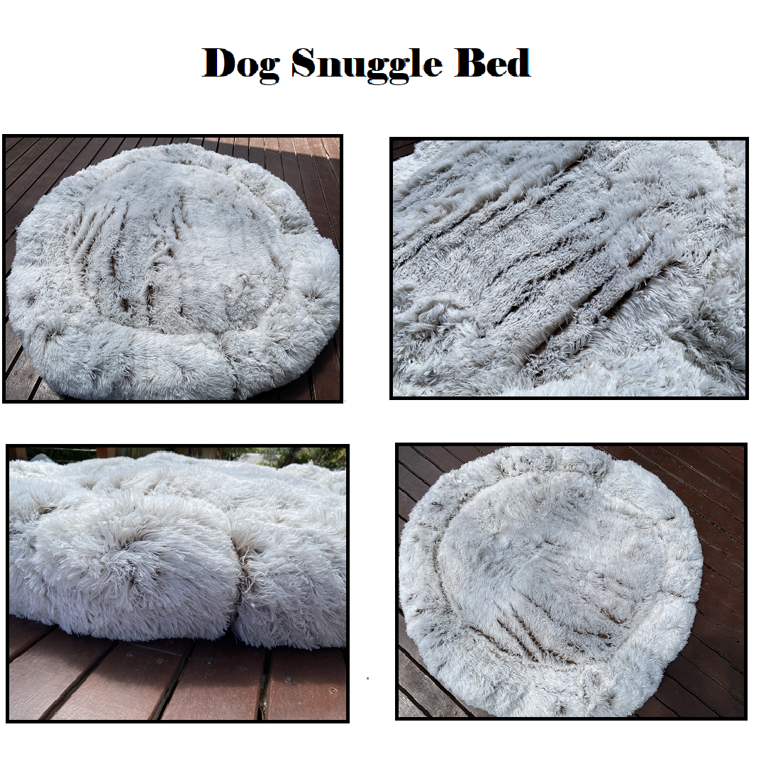 XXL Dog Calming Bed – Soft Plush Donut Pet Nest (120cm)-Green/Coffee- (NEW)