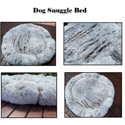 XXL Dog Calming Bed – Soft Plush Donut Pet Nest (120cm)-Green/Coffee- (NEW)