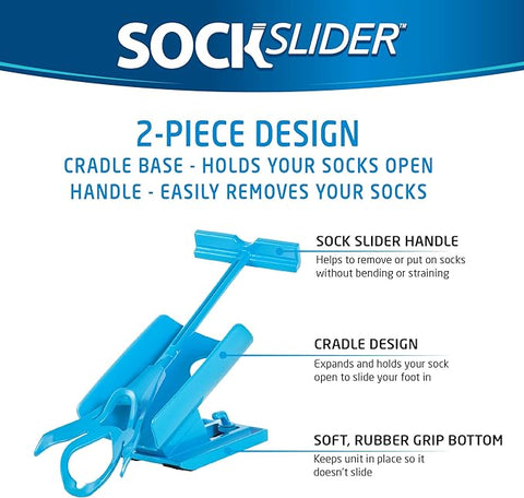 Sock Slider - The Easy on, Easy Off Sock Aid Kit & Shoe Horn | Pain Free No Bending, Stretching As Seen on TV