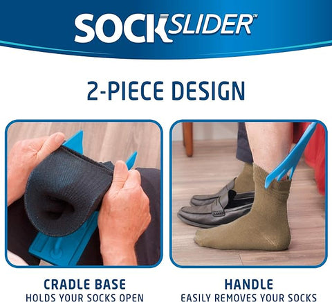 Sock Slider - The Easy on, Easy Off Sock Aid Kit & Shoe Horn | Pain Free No Bending, Stretching As Seen on TV