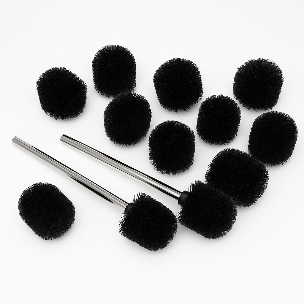10PCS Replacement Toilet Brush Head Set with 2 Stainless Steel Handles – Durable Bristles Cleaning Brush Kit-NEW