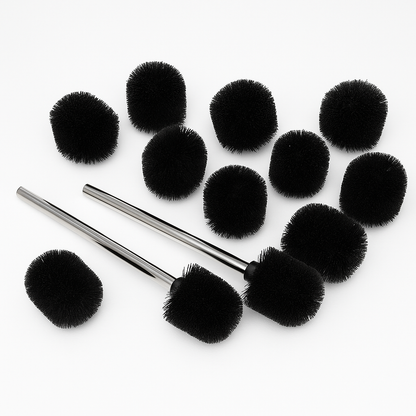 10PCS Replacement Toilet Brush Head Set with 2 Stainless Steel Handles – Durable Bristles Cleaning Brush Kit-NEW