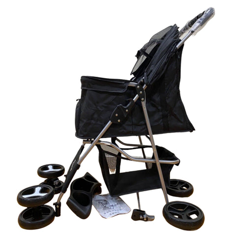 Large Pet Stroller Dog Cat Carrier Travel Pushchair Foldable Pram 4 Wheels