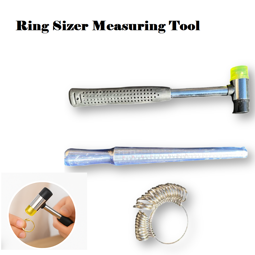 Ring Sizer Measuring Tool Kit – Mandrel, Jewelry Hammer & Ring Size Set-NEW
