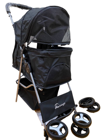 Pet Stroller Dog Cat Cage Carrier Travel Pushchair Foldable Pram 4 Wheels