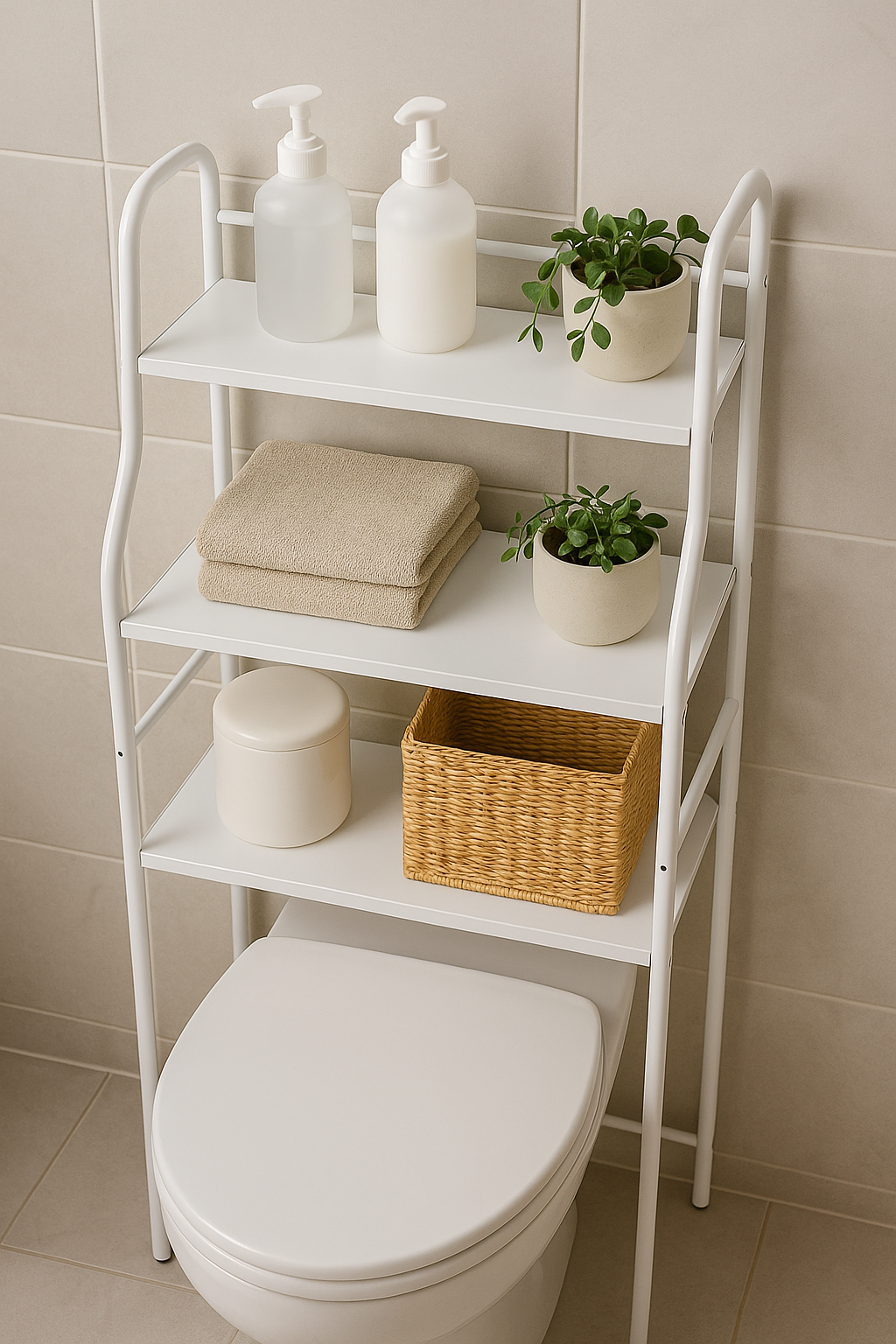 3-Tiers Over Toilet Shelf Bathroom Rack Laundry Washing Machine Storage Shelves-NEW