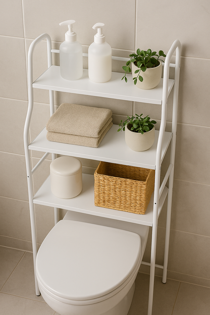 3-Tiers Over Toilet Shelf Bathroom Rack Laundry Washing Machine Storage Shelves-NEW