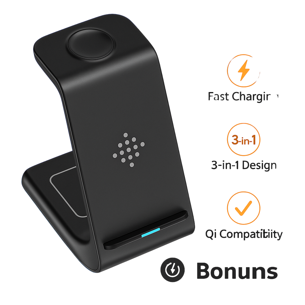 3-in-1 Wireless Fast Charging Dock Station for Apple Devices-NEW