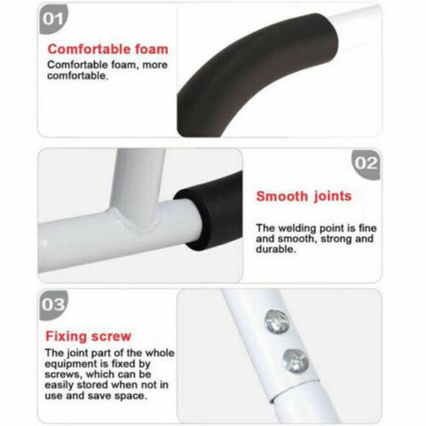 AB Roller Abdominal Crunch Exercise Situp Trainer Steel Home Gym Fitness White