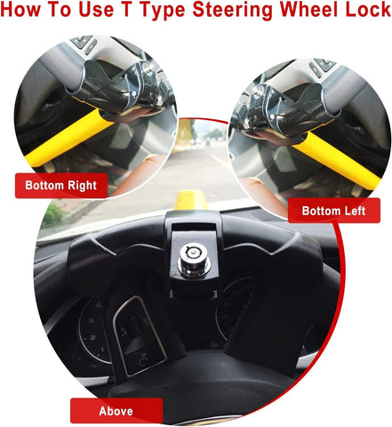 Car Steering Wheel Lock Security Safe Anti-theft Steer Lock Tools W/ 2 Keys