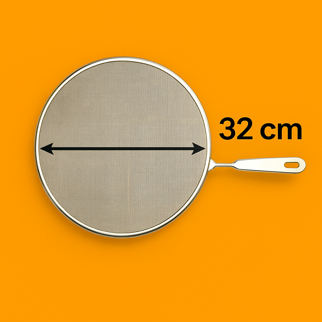 Stainless Steel Splatter Screen – 32cm Anti-Splash Frying Pan Cover NEW