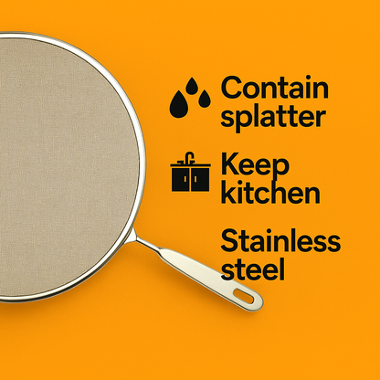 Stainless Steel Splatter Screen – 32cm Anti-Splash Frying Pan Cover NEW