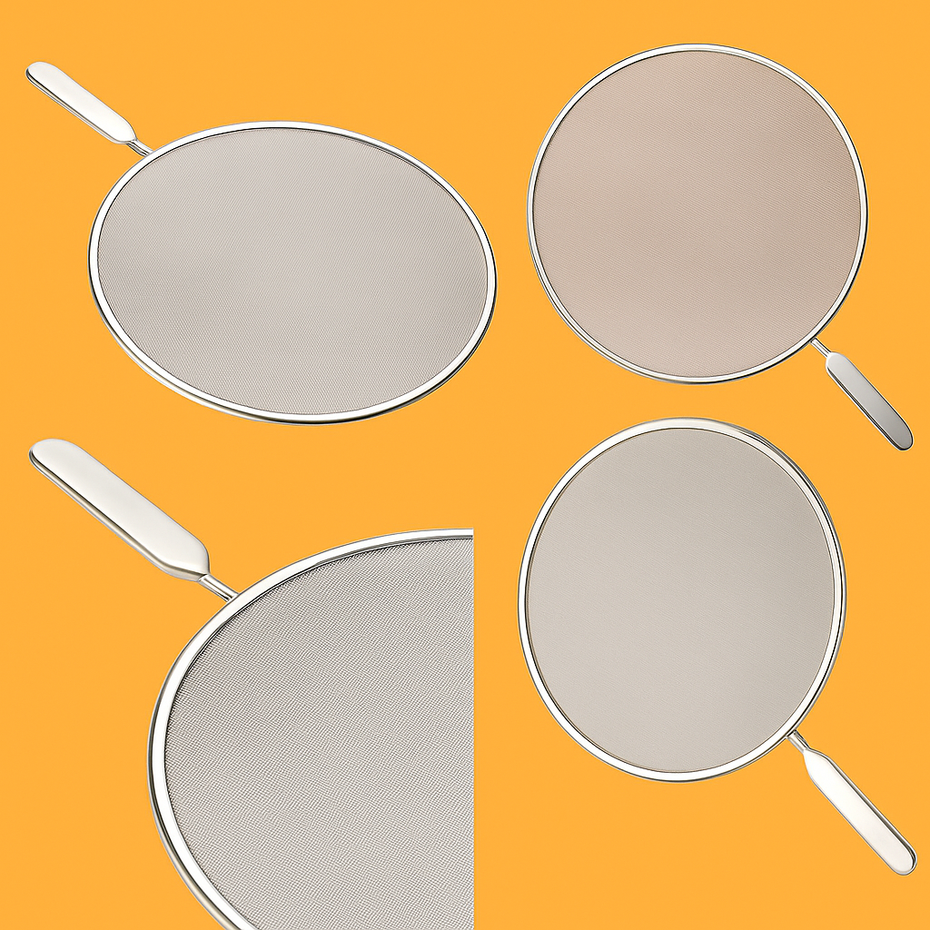 Stainless Steel Splatter Screen – 32cm Anti-Splash Frying Pan Cover NEW