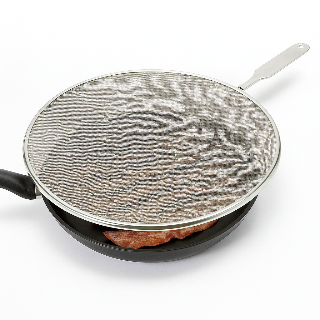 Stainless Steel Splatter Screen – 32cm Anti-Splash Frying Pan Cover NEW