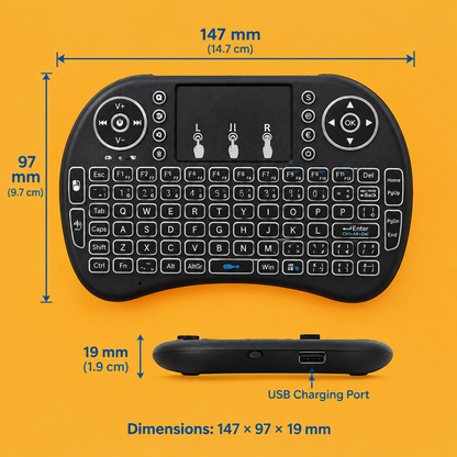 Mini Wireless Keyboard with Touchpad – 2.4GHz Backlit QWERTY