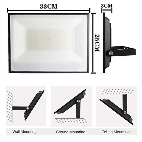300W LED Flood Light Outdoor Garden Lights 6500k IP66 AU Plug 220V Cool White
