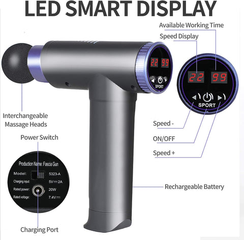 8 Heads Massage Gun Percussion Vibration Muscle Relaxing Therapy Deep Tissue